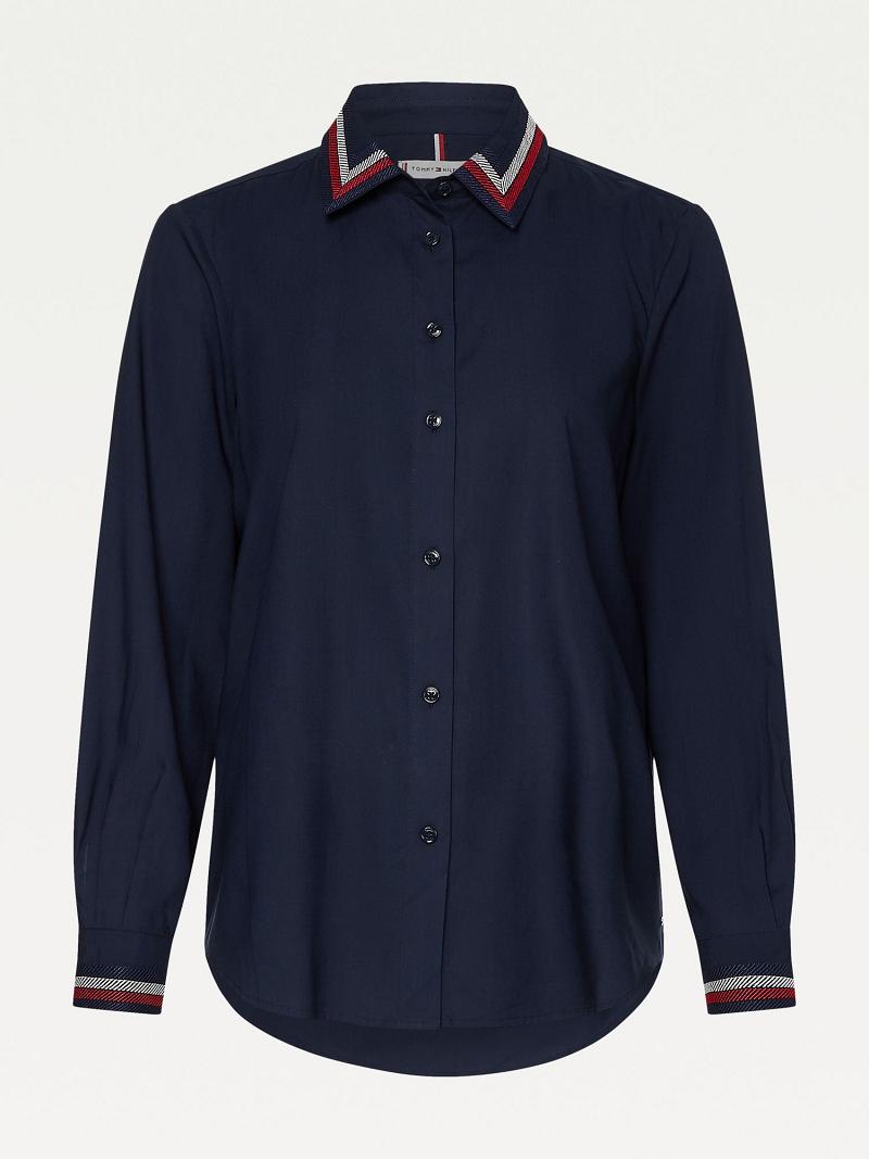 Női Tommy Hilfiger Relaxed Fit Viscose Blouses Sötétkék | HU 18XYU